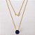 GARGANTILHA FOLHEADA A OURO - BANHADO COM 5 MILÉSIMOS + VERNIZ DIAMOND - CORRENTE CADEADO 45CM E PINGENTE EM ZIRCÔNIA REDONDA AZUL ESCURO 10MM - OURO1244 - Imagem 1