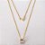 GARGANTILHA FOLHEADA A OURO - BANHADO COM 5 MILÉSIMOS + VERNIZ DIAMOND - CORRENTE CADEADO 45CM E PINGENTE EM ZIRCÔNIA REDONDA CRISTAL 10MM - OURO1248 - Imagem 1
