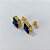 BRINCO FOLHEADO A OURO - BANHADO COM 5 MILÉSIMOS + VERNIZ DIAMOND - BRINCO DE PINO COM ZIRCÔNIA QUADRADA AZUL ESCURO 12MM OURO1278 - Imagem 2
