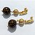 BRINCO FOLHEADO A OURO - BANHADO COM 5 MILÉSIMOS + VERNIZ DIAMOND - BRINCO DE PINO BASE VAZADA E PINGENTE PEDRA SINTÉTICA E ESFERA COM BRILHOS 55MM - OURO1306 - Imagem 2