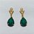 BRINCO FOLHEADO A OURO - BANHADO COM 5 MILÉSIMOS + VERNIZ DIAMOND - BRINCO DE PINO COM PINGENTE ZIRCÔNIA GOTA VERDE 15MM - OURO1307 - Imagem 1