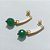 BRINCO FOLHEADO A OURO - BANHADO COM 5 MILÉSIMOS + VERNIZ DIAMOND - BRINCO DE PINO BASE COMPRIDA E PINGENTE EM ACRÍLICO VERDE 35MM - OURO1314 - Imagem 2