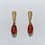 BRINCO FOLHEADO A OURO - BANHADO COM 5 MILÉSIMOS + VERNIZ DIAMOND - BRINCO BASE GOTA E PEDRA OVAL NATURAL MARROM 15MM - OURO1221 - Imagem 1