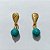 BRINCO FOLHEADO A OURO - BANHADO COM 5 MILÉSIMOS + VERNIZ DIAMOND - BRINCO BASE GOTA E PEDRA NATURAL AZUL 10MM - OURO1227 - Imagem 1