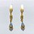 BRINCO FOLHEADO A OURO - BANHADO COM 5 MILÉSIMOS + VERNIZ DIAMOND - BRINCO BASE FOLHA E PEDRA NATURAL AZUL 13MM - OURO1228 - Imagem 1