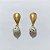 BRINCO FOLHEADO A OURO - BANHADO COM 5 MILÉSIMOS + VERNIZ DIAMOND - BRINCO BASE GOTA E PEDRA NATURAL BRANCA 10MM - OURO1229 - Imagem 1