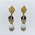 BRINCO FOLHEADO A OURO - BANHADO COM 5 MILÉSIMOS + VERNIZ DIAMOND - BRINCO BASE TRABALHADA E PEDRAS 9MM - OURO1232 - Imagem 1