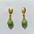 BRINCO FOLHEADO A OURO - BANHADO COM 5 MILÉSIMOS + VERNIZ DIAMOND - BRINCO BASE GOTA E PEDRA NATURAL VERDE 10MM - OURO1233 - Imagem 1