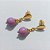BRINCO FOLHEADO A OURO - BANHADO COM 5 MILÉSIMOS + VERNIZ DIAMOND - BRINCO DE PINO BASE GOTA E PEDRA NATURAL LILÁS 10MM - OURO1236 - Imagem 2