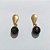 BRINCO FOLHEADO A OURO - BANHADO COM 5 MILÉSIMOS + VERNIZ DIAMOND - BRINCO DE PINO BASE GOTA E PEDRA NATURAL ROXA/VERDE 10MM - OURO1238 - Imagem 1