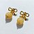 BRINCO FOLHEADO A OURO - BANHADO COM 5 MILÉSIMOS + VERNIZ DIAMOND - BRINCO DE PINO BASE LAÇO E PEDRA NATURAL 15MM - OURO1241 - Imagem 2