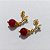 BRINCO FOLHEADO A OURO - BANHADO COM 5 MILÉSIMOS + VERNIZ DIAMOND - BRINCO DE PINO BASE FLOR E PEDRA NATURAL MARROM 7MM - OURO1351 - Imagem 2