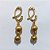 BRINCO FOLHEADO A OURO - BANHADO COM 5 MILÉSIMOS + VERNIZ DIAMOND - BRINCO DE PINO BASE GRANDE VAZADA E ESFERAS COM BRILHOS 15MM - OURO1355 - Imagem 1