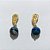BRINCO FOLHEADO A OURO - BANHADO COM 5 MILÉSIMOS + VERNIZ DIAMOND - BRINCO DE PINO BASE VAZADA E PEDRA NATURAL AZUL 10MM - OURO1356 - Imagem 1