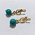 BRINCO FOLHEADO A OURO - BANHADO COM 5 MILÉSIMOS + VERNIZ DIAMOND - BRINCO DE PINO BASE NOTA MUSICAL E PEDRA NATURAL AZUL 12MM - OURO1357 - Imagem 2