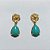 BRINCO FOLHEADO A OURO - BANHADO COM 5 MILÉSIMOS + VERNIZ DIAMOND - BRINCO DE PINO BASE FLOR VAZADA E PEDRA NATURAL GOTA AZUL 15MM - OURO1358 - Imagem 1