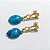 BRINCO FOLHEADO A OURO - BANHADO COM 5 MILÉSIMOS + VERNIZ DIAMOND - BRINCO DE PINO BASE VAZADA E PEDRA NATURAL AZUL 18MM - OURO1359 - Imagem 2