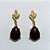 BRINCO FOLHEADO A OURO - BANHADO COM 5 MILÉSIMOS + VERNIZ DIAMOND - BRINCO DE PINO BASE FOLHAS VAZADA E PEDRA NATURAL GOTA 18MM - OURO1361 - Imagem 1
