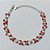 PULSEIRA FOLHEADA A PRATA COM 50 MILÉSIMOS + VERNIZ DIAMOND - PULSEIRA COM ELEMENTOS VAZADOS E MIÇANGAS VERMELHAS E ZIRCÔNIAS - TAMANHO: 16CM + EXTENSOR - PRA1016 - Imagem 1