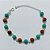 PULSEIRA FOLHEADA A PRATA COM 50 MILÉSIMOS + VERNIZ DIAMOND - PULSEIRA COM ESFERAS AZUIS E MARROM - TAMANHO: 19CM + EXTENSOR - PRA1018 - Imagem 1