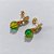 BRINCO FOLHEADO A OURO - BANHADO COM 5 MILÉSIMOS + VERNIZ DIAMOND - BRINCO DE PINO BASE REDONDA E PEDRA NATURAL VERDE E AMARELA 8MM - OURO1363 - Imagem 2
