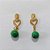 BRINCO FOLHEADO A OURO - BANHADO COM 5 MILÉSIMOS + VERNIZ DIAMOND - BRINCO DE PINO BASE CORAÇÃO E PEDRA NATURAL VERDE 10MM - OURO1364 - Imagem 1