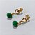 BRINCO FOLHEADO A OURO - BANHADO COM 5 MILÉSIMOS + VERNIZ DIAMOND - BRINCO DE PINO BASE CORAÇÃO E PEDRA NATURAL VERDE 10MM - OURO1364 - Imagem 2