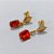 BRINCO FOLHEADO A OURO - BANHADO COM 5 MILÉSIMOS + VERNIZ DIAMOND - BRINCO DE PINO BASE OVAL E ZIRCÔNIA RETANGULAR 8X10MM - OURO1365 - Imagem 2