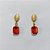 BRINCO FOLHEADO A OURO - BANHADO COM 5 MILÉSIMOS + VERNIZ DIAMOND - BRINCO DE PINO BASE OVAL E ZIRCÔNIA RETANGULAR 8X10MM - OURO1365 - Imagem 1