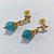 BRINCO FOLHEADO A OURO - BANHADO COM 5 MILÉSIMOS + VERNIZ DIAMOND - BRINCO DE PINO BASE FLOR E PEDRA NATURAL AZUL 8MM - OURO1371 - Imagem 2
