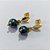 BRINCO FOLHEADO A OURO - BANHADO COM 5 MILÉSIMOS + VERNIZ DIAMOND - BRINCO DE PINO BASE OVAL E PEDRA SINTÉTICA 8MM - OURO1373 - Imagem 2