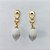 BRINCO FOLHEADO A OURO - BANHADO COM 5 MILÉSIMOS + VERNIZ DIAMOND - BRINCO DE PINO BASE VAZADA E PEDRA SINTÉTICA BRANCA 10MM - OURO1378 - Imagem 1