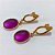BRINCO FOLHEADO A OURO - BANHADO COM 5 MILÉSIMOS + VERNIZ DIAMOND - BRINCO DE PINO BASE OVAL E PEDRA NATURAL OVAL ROXA 20MM - OURO1380 - Imagem 2