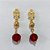 BRINCO FOLHEADO A OURO - BANHADO COM 5 MILÉSIMOS + VERNIZ DIAMOND - BRINCO DE PINO BASE FLOR COM ESFERA  E PEDRAS SINTÉTICAS VERMELHA 12MM - OURO1383 - Imagem 1