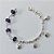 PULSEIRA FOLHEADA A PRATA COM 50 MILÉSIMOS + VERNIZ DIAMOND - PULSEIRA COM ACRÍLICOS ROXOS E PINGENTES GOTAS COM PALAVRAS - TAMANHO: 19CM - PRA1021 - Imagem 1