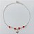 PULSEIRA FOLHEADA A PRATA COM 50 MILÉSIMOS + VERNIZ DIAMOND - PULSEIRA COM MIÇANGAS VERMELHAS - TAMANHO: 20CM + EXTENSOR - PRA1035 - Imagem 1