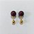 BRINCO FOLHEADO A OURO - BANHADO COM 5 MILÉSIMOS + VERNIZ DIAMOND - BRINCO DE PINO COM PÉROLAS ROXAS 10MM - OURO1400 - Imagem 1