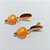 BRINCO FOLHEADO A OURO - BANHADO COM 5 MILÉSIMOS + VERNIZ DIAMOND - BRINCO DE PINO BASE OVAL COM PEDRA NATURAL 14MM - OURO1401 - Imagem 2