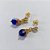 BRINCO FOLHEADO A OURO - BANHADO COM 5 MILÉSIMOS + VERNIZ DIAMOND - BRINCO DE PINO BASE REDONDA COM PEDRA NATURAL AZUL 8MM - OURO1403 - Imagem 2