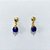BRINCO FOLHEADO A OURO - BANHADO COM 5 MILÉSIMOS + VERNIZ DIAMOND - BRINCO DE PINO BASE REDONDA COM PEDRA NATURAL AZUL 8MM - OURO1403 - Imagem 1