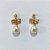 BRINCO FOLHEADO A OURO - BANHADO COM 5 MILÉSIMOS + VERNIZ DIAMOND - BRINCO DE PINO BASE LAÇO COM ZIRCÔNIA E PÉROLA 10MM - OURO1404 - Imagem 1