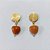 BRINCO FOLHEADO A OURO - BANHADO COM 5 MILÉSIMOS + VERNIZ DIAMOND - BRINCO DE PINO BASE REDONDA E PEDRA NATURAL CORAÇÃO 11MM - OURO1419 - Imagem 1