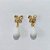 BRINCO FOLHEADO A OURO - BANHADO COM 5 MILÉSIMOS + VERNIZ DIAMOND - BRINCO DE PINO BASE BORBOLETA E PEDRA NATURAL 15MM - OURO1422 - Imagem 1