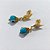 BRINCO FOLHEADO A OURO - BANHADO COM 5 MILÉSIMOS + VERNIZ DIAMOND - BRINCO DE PINO BASE FOLHA E OLHO GREGO AZUL CLARO 8MM - OURO1431 - Imagem 2