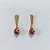 BRINCO FOLHEADO A OURO - BANHADO COM 5 MILÉSIMOS + VERNIZ DIAMOND - BRINCO DE PINO BASE GOTA E OLHO GREGO VERMELHO 8MM - OURO1432 - Imagem 1