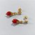 BRINCO FOLHEADO A OURO - BANHADO COM 5 MILÉSIMOS + VERNIZ DIAMOND - BRINCO DE PINO BASE REDONDA E OLHO GREGO VERMELHO 8MM - OURO1433 - Imagem 2