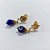 BRINCO FOLHEADO A OURO - BANHADO COM 5 MILÉSIMOS + VERNIZ DIAMOND - BRINCO DE PINO BASE LEQUE E OLHO GREGO AZUL ESCURO 8MM - OURO1435 - Imagem 2
