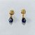 BRINCO FOLHEADO A OURO - BANHADO COM 5 MILÉSIMOS + VERNIZ DIAMOND - BRINCO DE PINO BASE LEQUE E OLHO GREGO AZUL ESCURO 8MM - OURO1435 - Imagem 1
