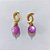 BRINCO FOLHEADO A OURO - BANHADO COM 5 MILÉSIMOS + VERNIZ DIAMOND - BRINCO DE PINO BASE VAZADA E ESFERA ACRÍLICA ROXA 12MM - OURO1437 - Imagem 1