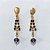 BRINCO FOLHEADO A OURO - BANHADO COM 5 MILÉSIMOS + VERNIZ DIAMOND - BRINCO DE PINO BASE GOTA E PEDRAS EM ZIRCÔNIAS E ESFERA ACRÍLICA 8MM - OURO1440 - Imagem 1
